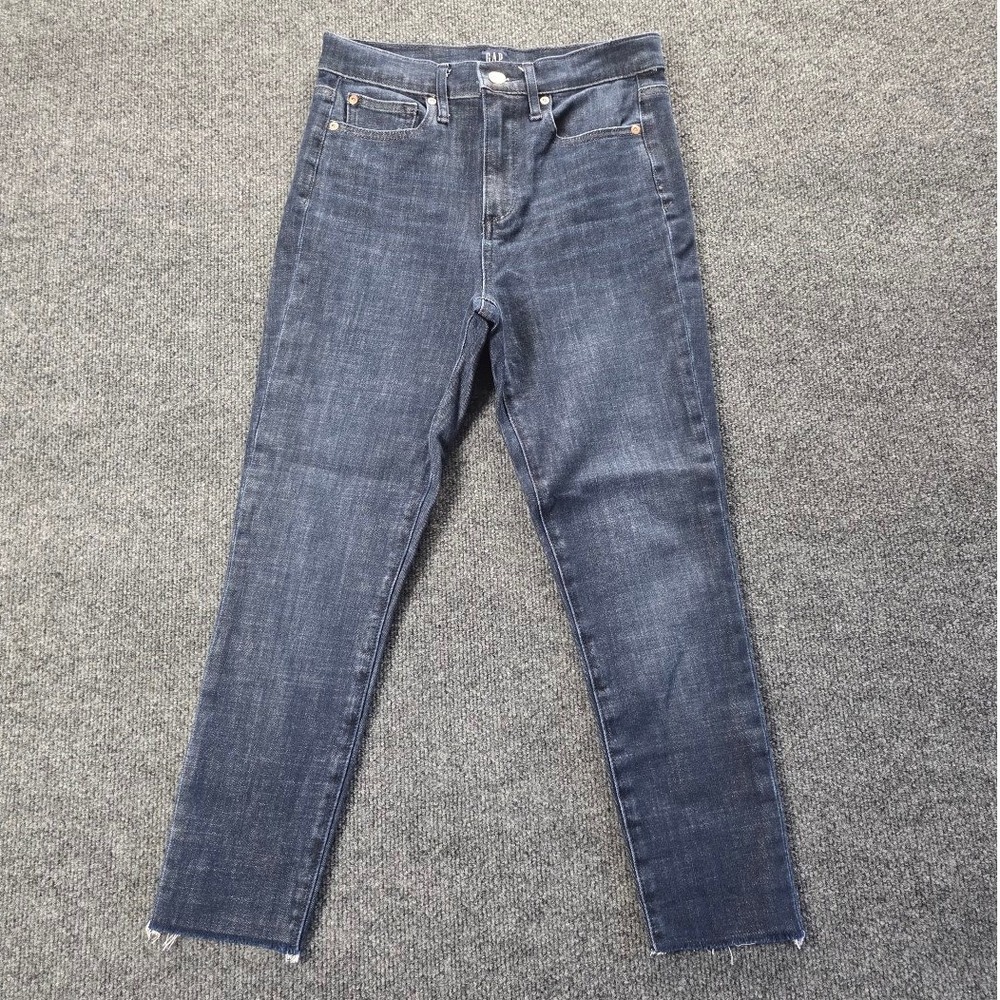 Gap‎ True Skinny Jeans Womens 26R Dark Wash High Rise Raw Hem Gap For Good